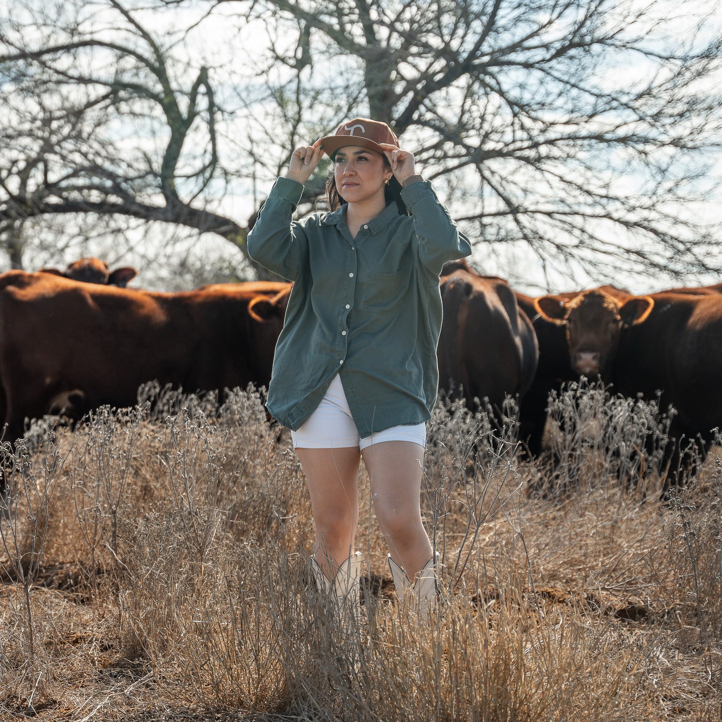 Brown with Silver Brand Cap