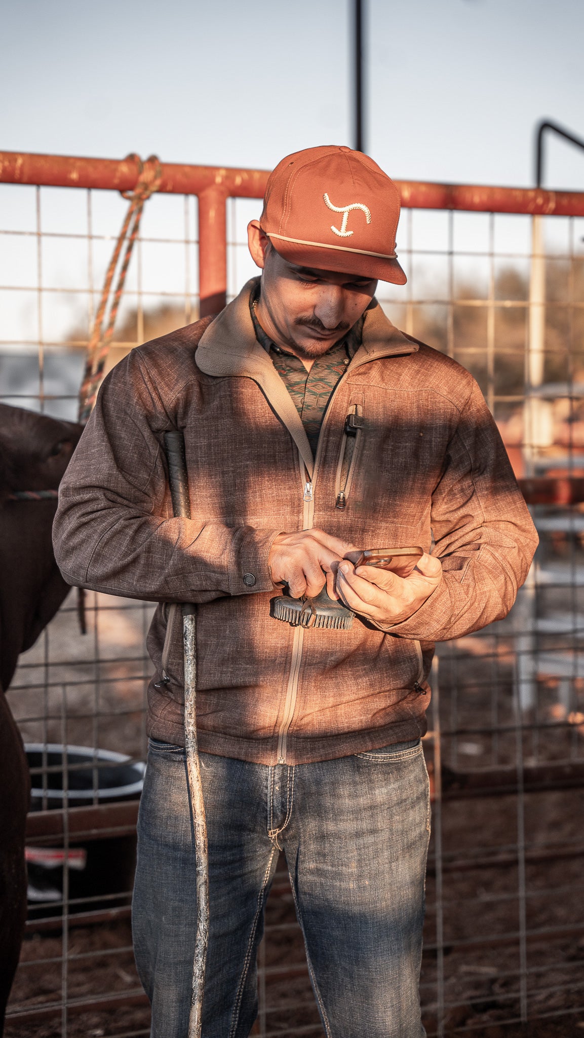 Brown with Silver Brand Cap