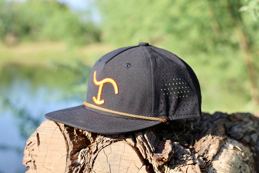 Black with Orange Brand Cap