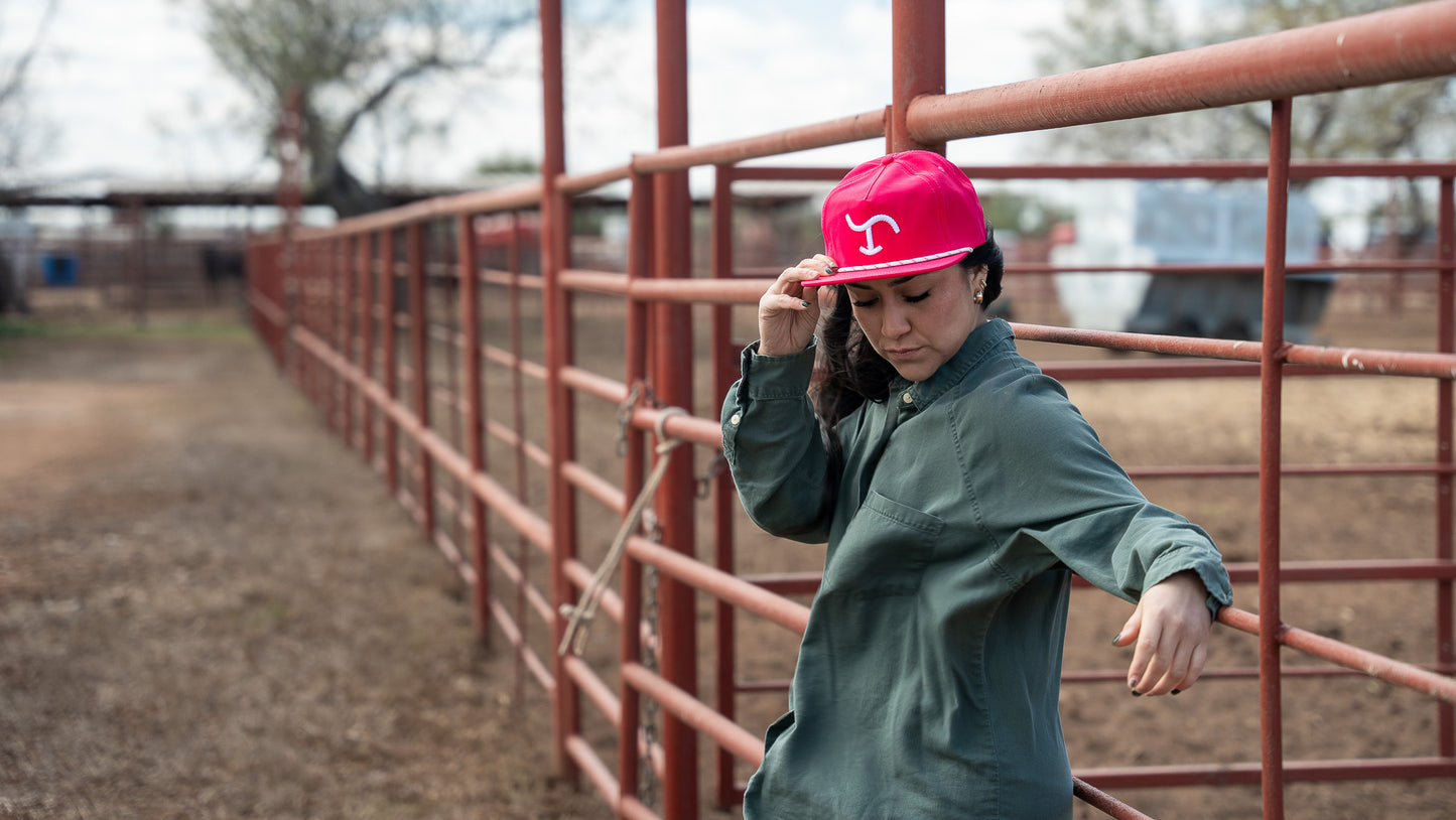 Hot Pink with White Brand Cap